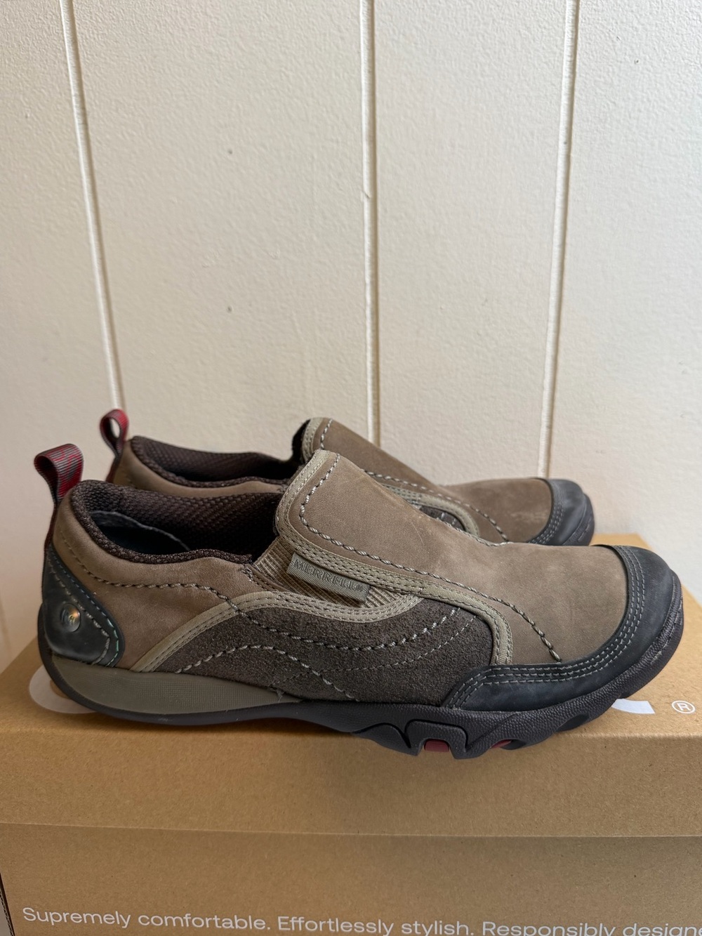 Merrell Mimosa Moc Slip on Hiking Shoes in Boulder Brown size 6.5
